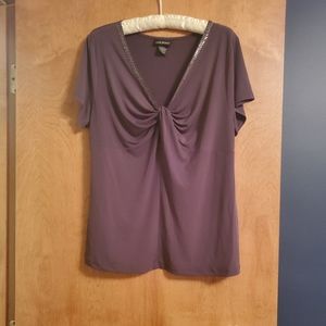 Brown short sleeve blouse